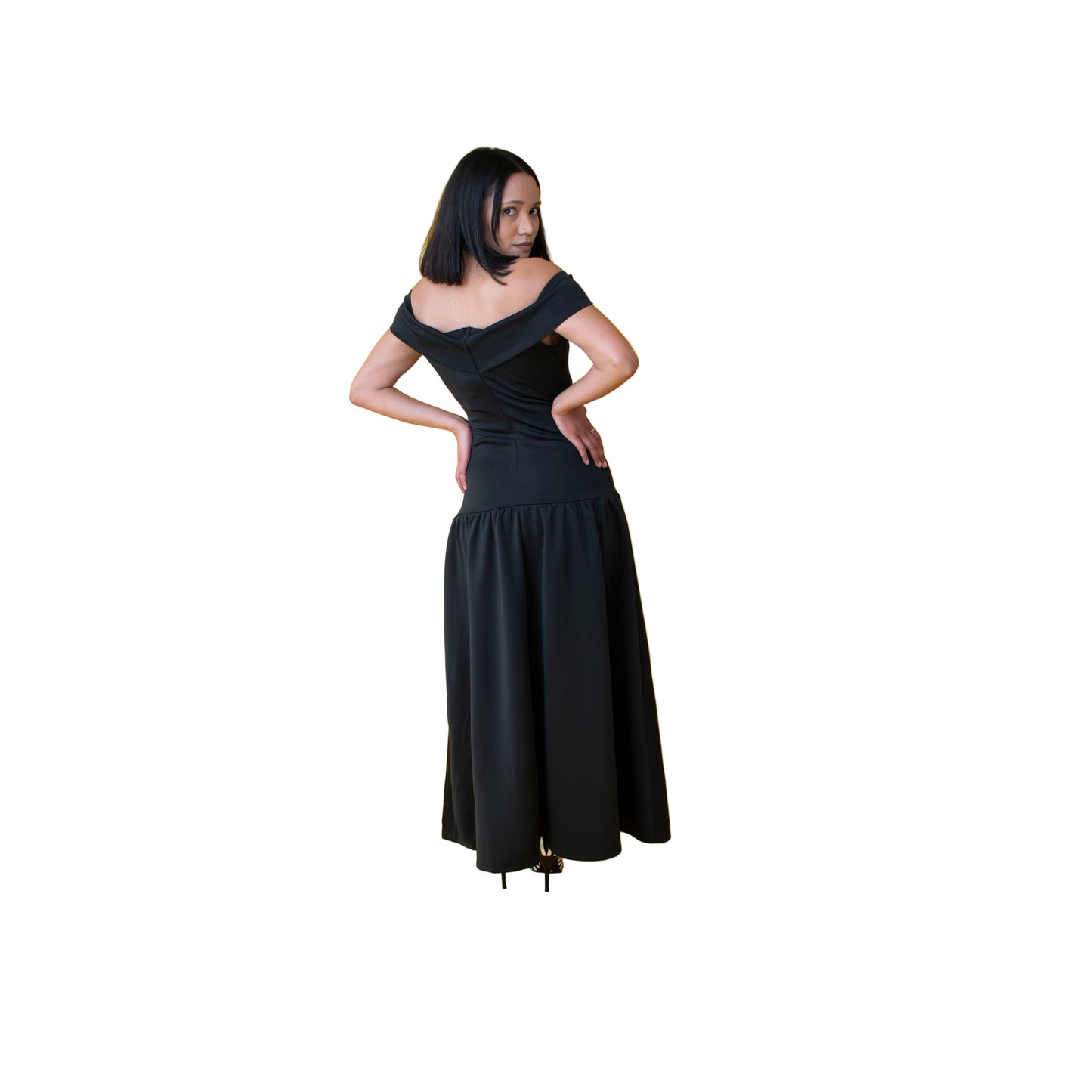Off-Shoulder Sleeveless Corset Maxi Dress.