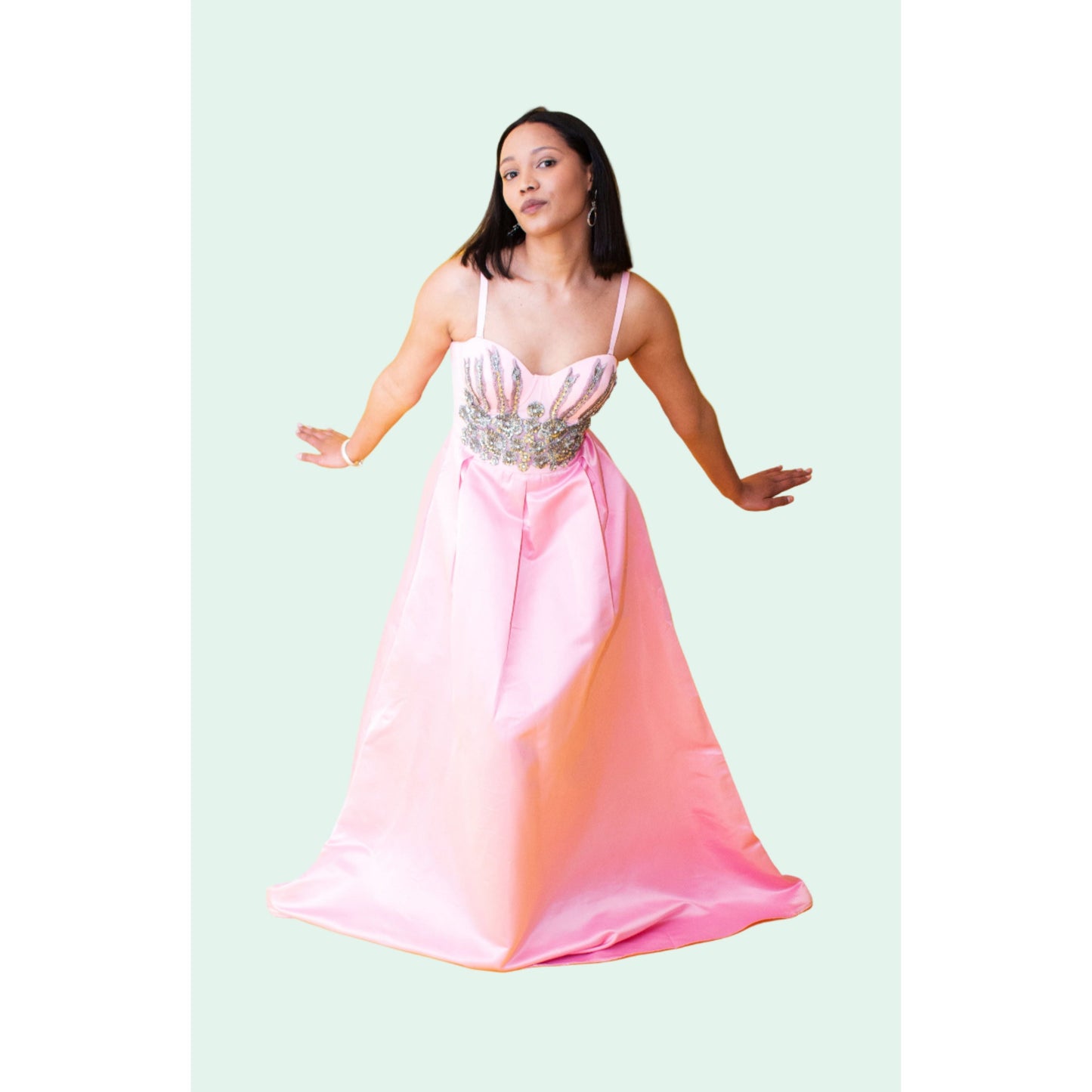 Retro Dress With Chest Cup Shaped Shoulder Straps.