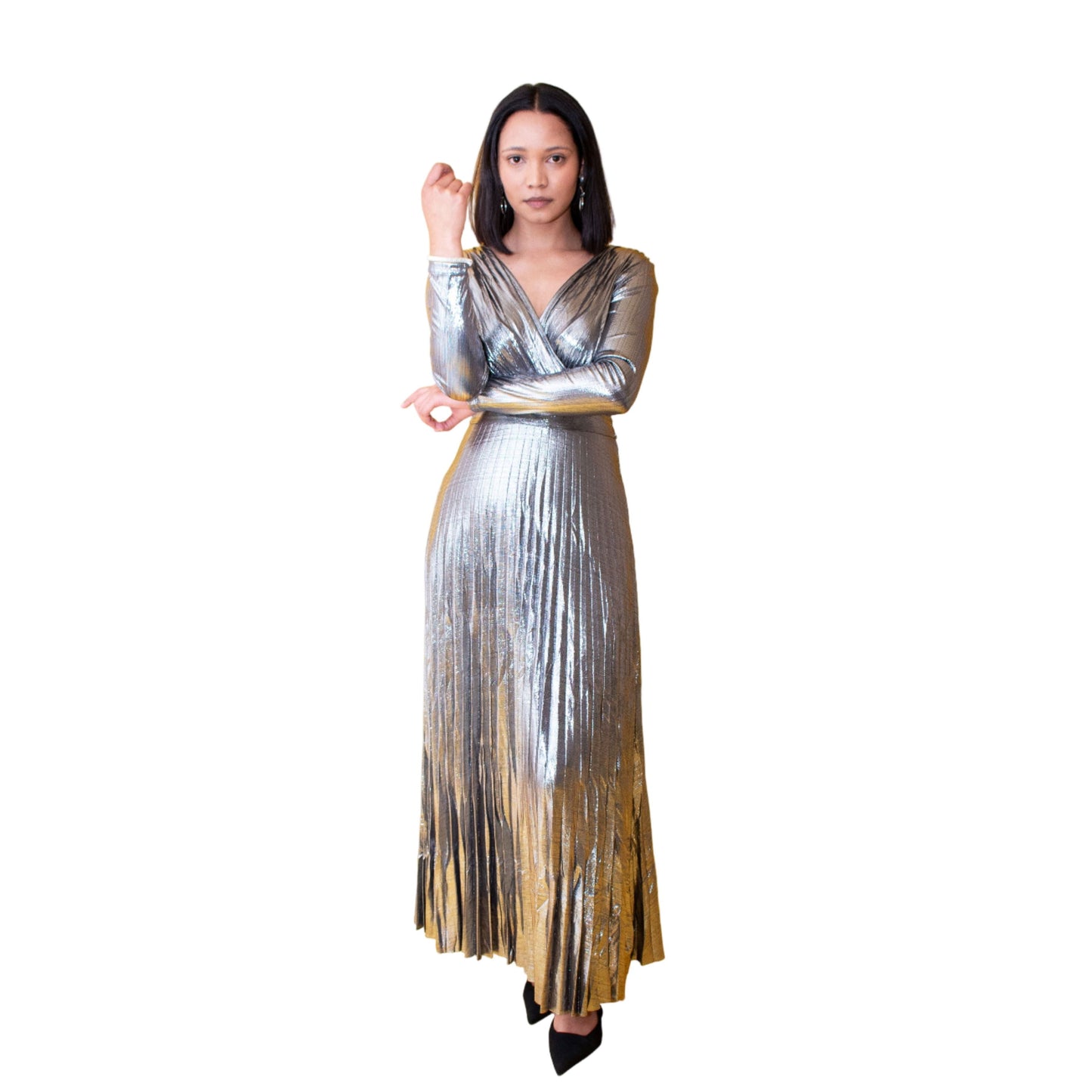 Vintage Pleated Maxi Dress