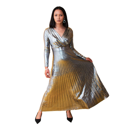 Vintage Pleated Maxi Dress