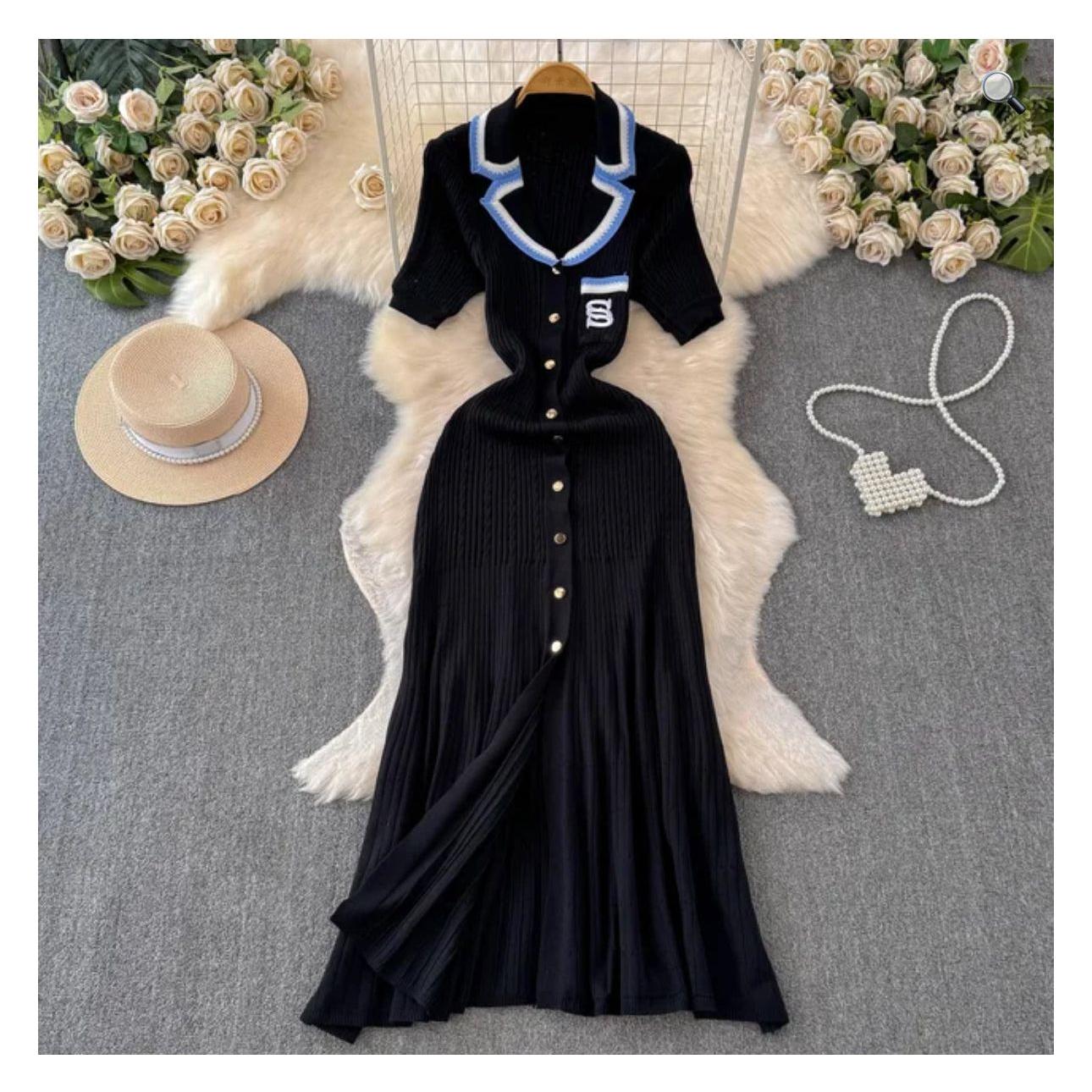 Ribbed Polo Midi Short Sleeve Dress.