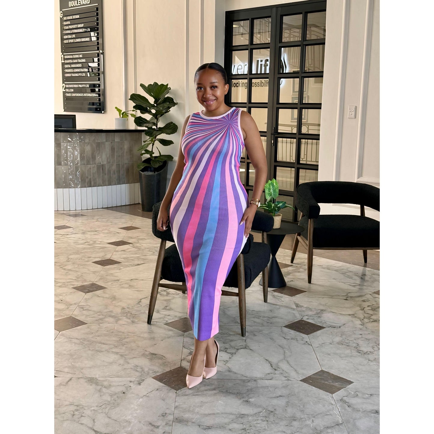 Rainbow colors Maxi Sleeveless Dress