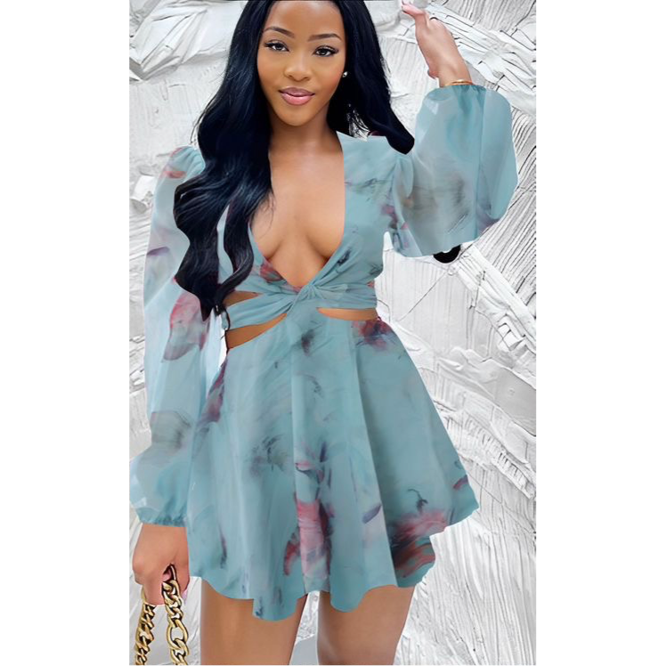 Long Sleeve Floral Top & Skirt Set