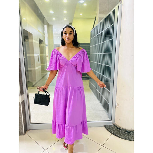 Ruffle Sleeve Maxi Dress