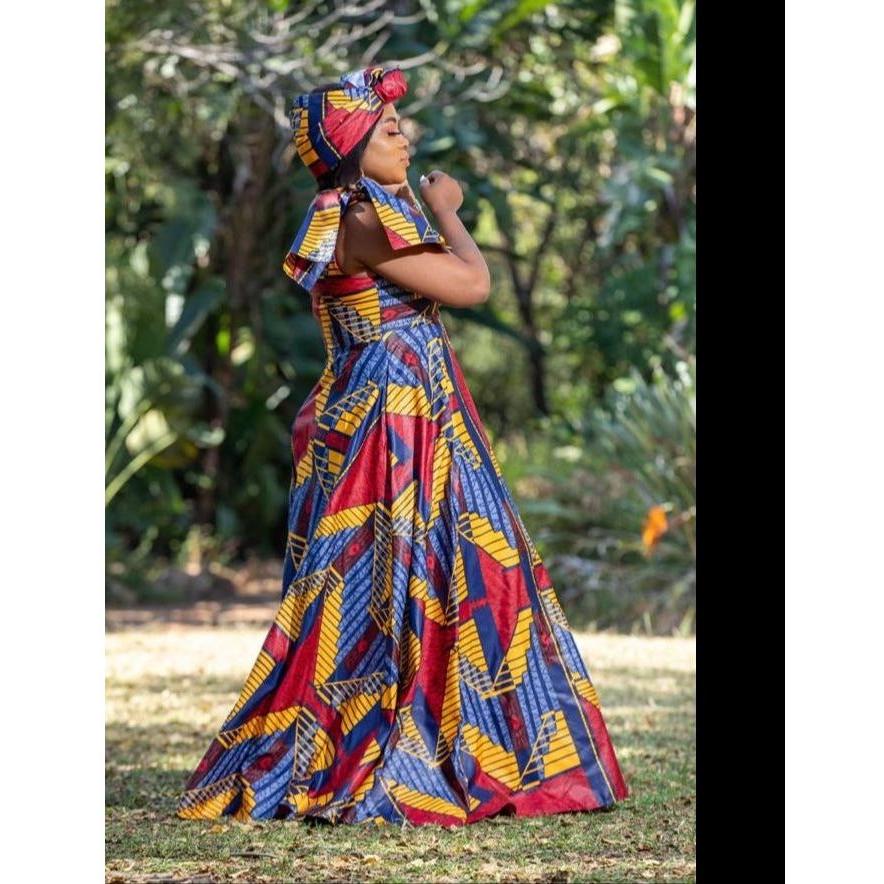 One Shoulder African Print Dress