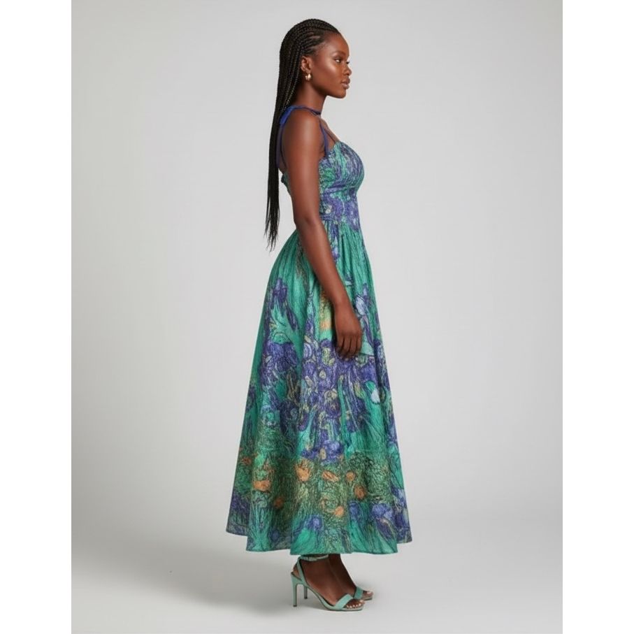 Spaghetti Strap Tie Waist Floral Print Casual Mini Dress