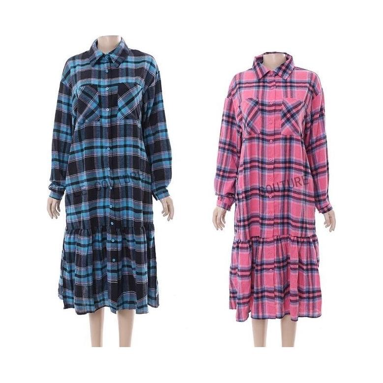 Buttoned Long Sleeve Dress