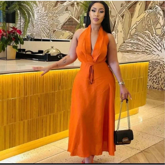 Halter-neck Sleeveless Vintage Dress