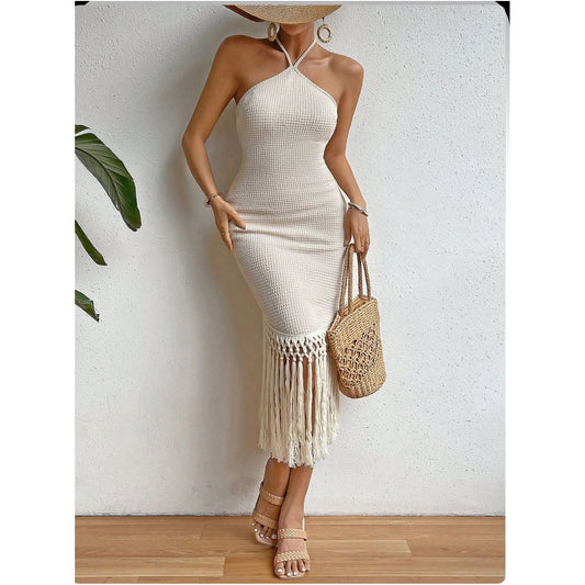 Tassel Backless sleeveless Bodycon Dress