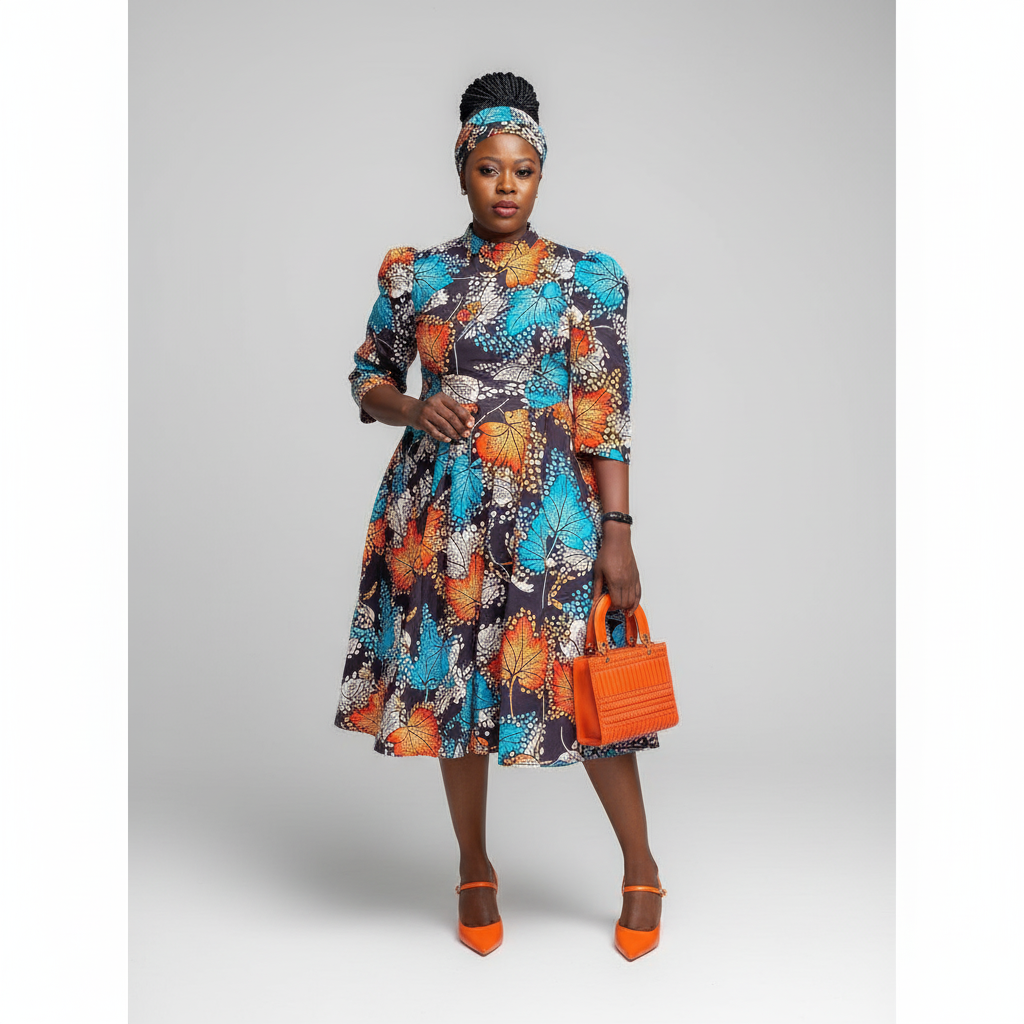 Sexy Midi Floral Ankara Dress