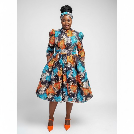 Sexy Midi Floral Ankara Dress