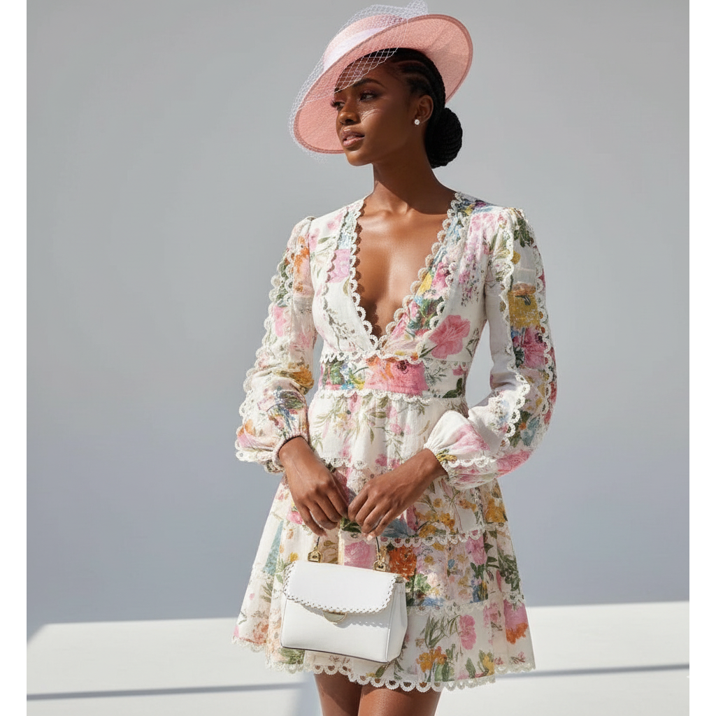 V-Neck Floral Dress