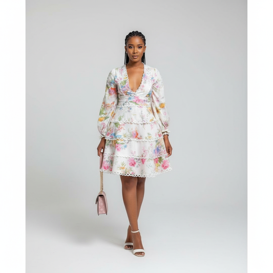 V-Neck Floral Dress