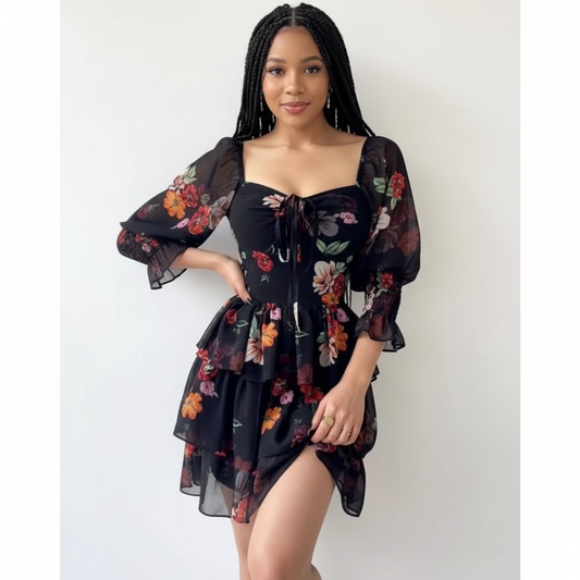 Floral Short Sleeve Dress