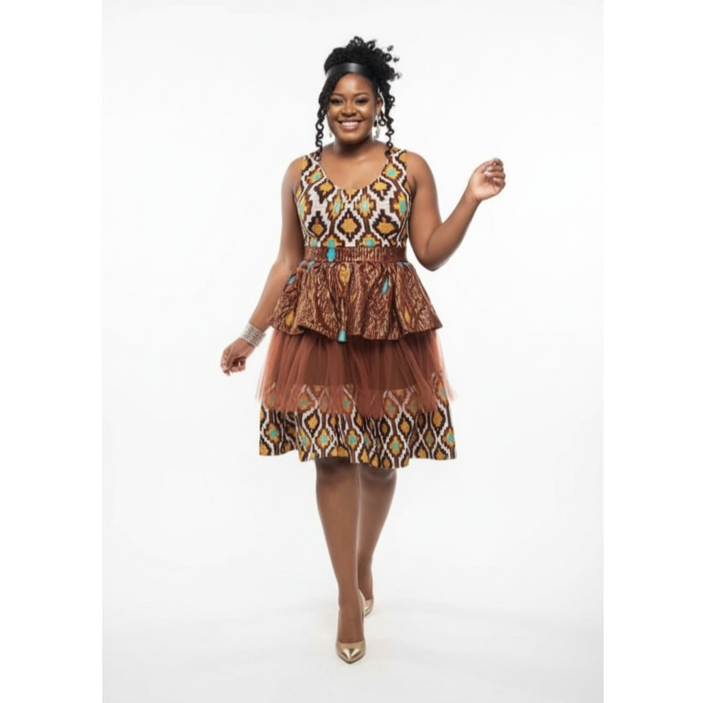 Sleeveless African Print Wedding Midi Dress
