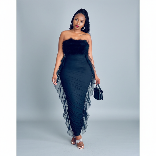 Fur Boobtube Sexy Dress