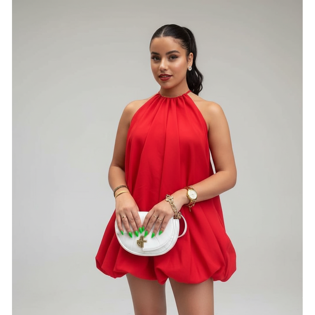 Sleeveless Chiffon Balloon Bubble Dress
