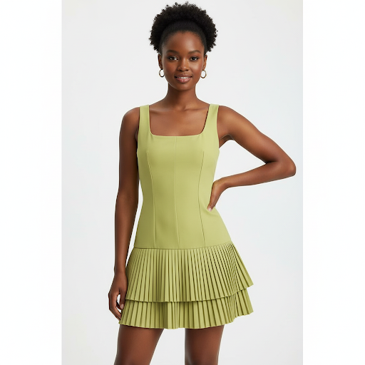 Plain Color Dream Girl Pleated Dress