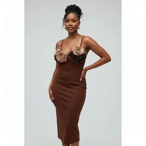 Sexy Sleeveless 3D Diamond Flower Bodycon Party Long Bandage Dress