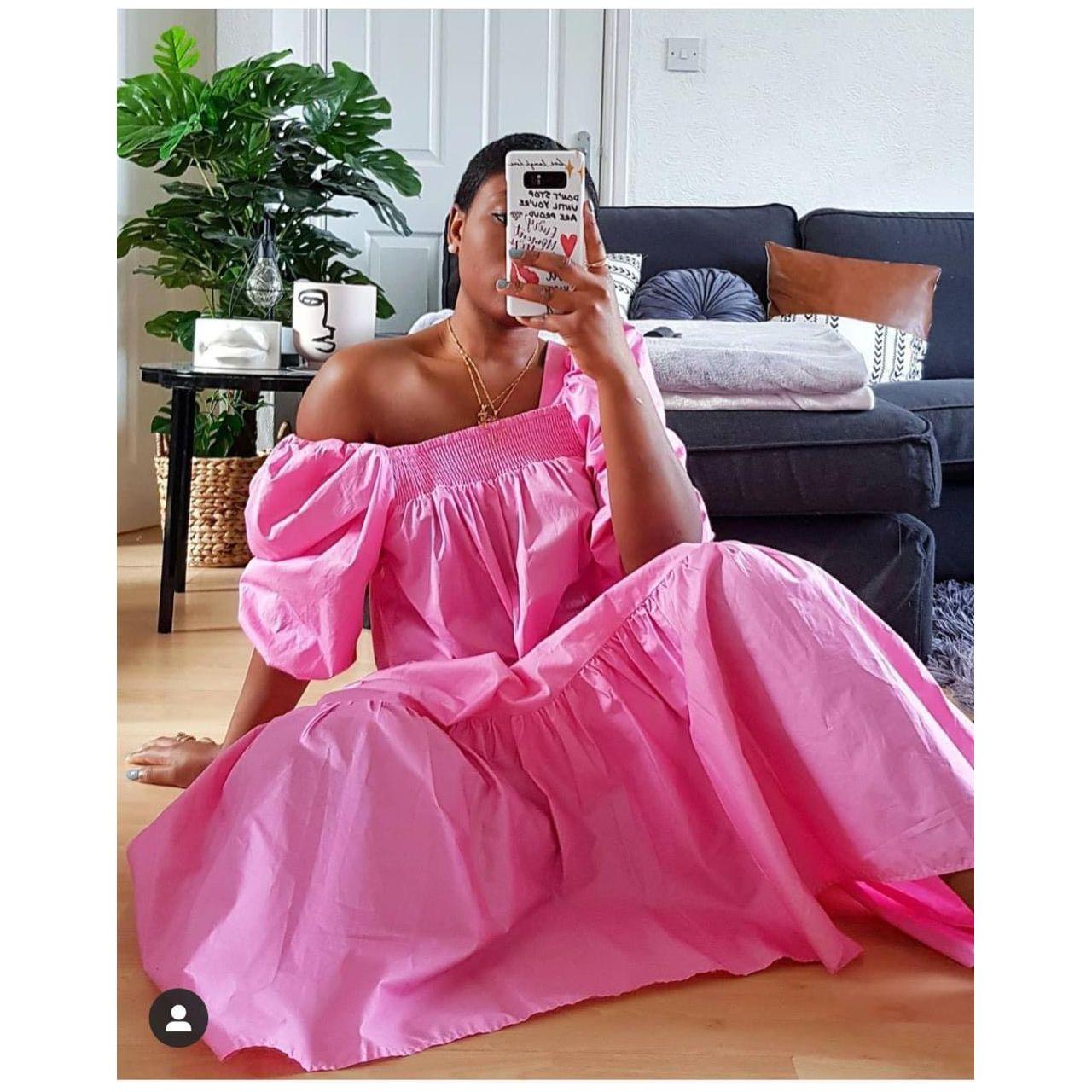 Shirred Tiered Poplin Maxi Dress