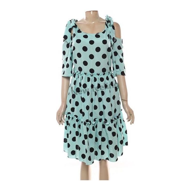 Cut off The Shoulder Polka Dots Dress