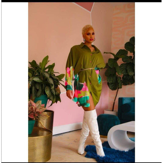 Colour full Oversized Shirt Dress