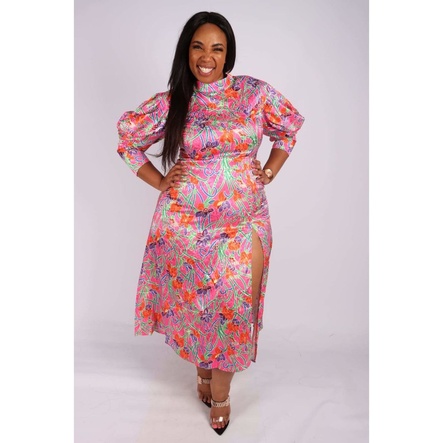 Side Slit Floral Dress 