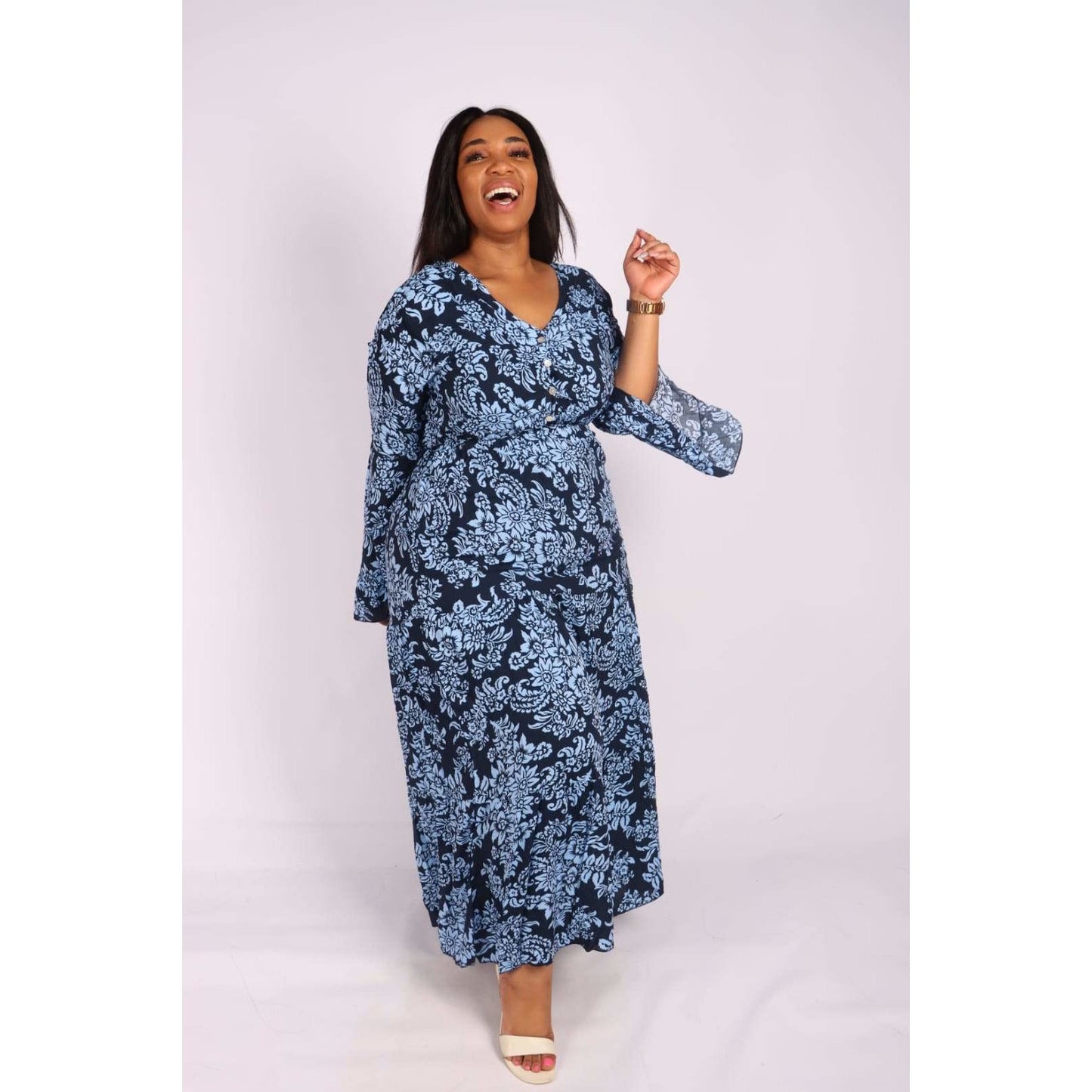 V-Neck Long sleeve Maxi Dress 