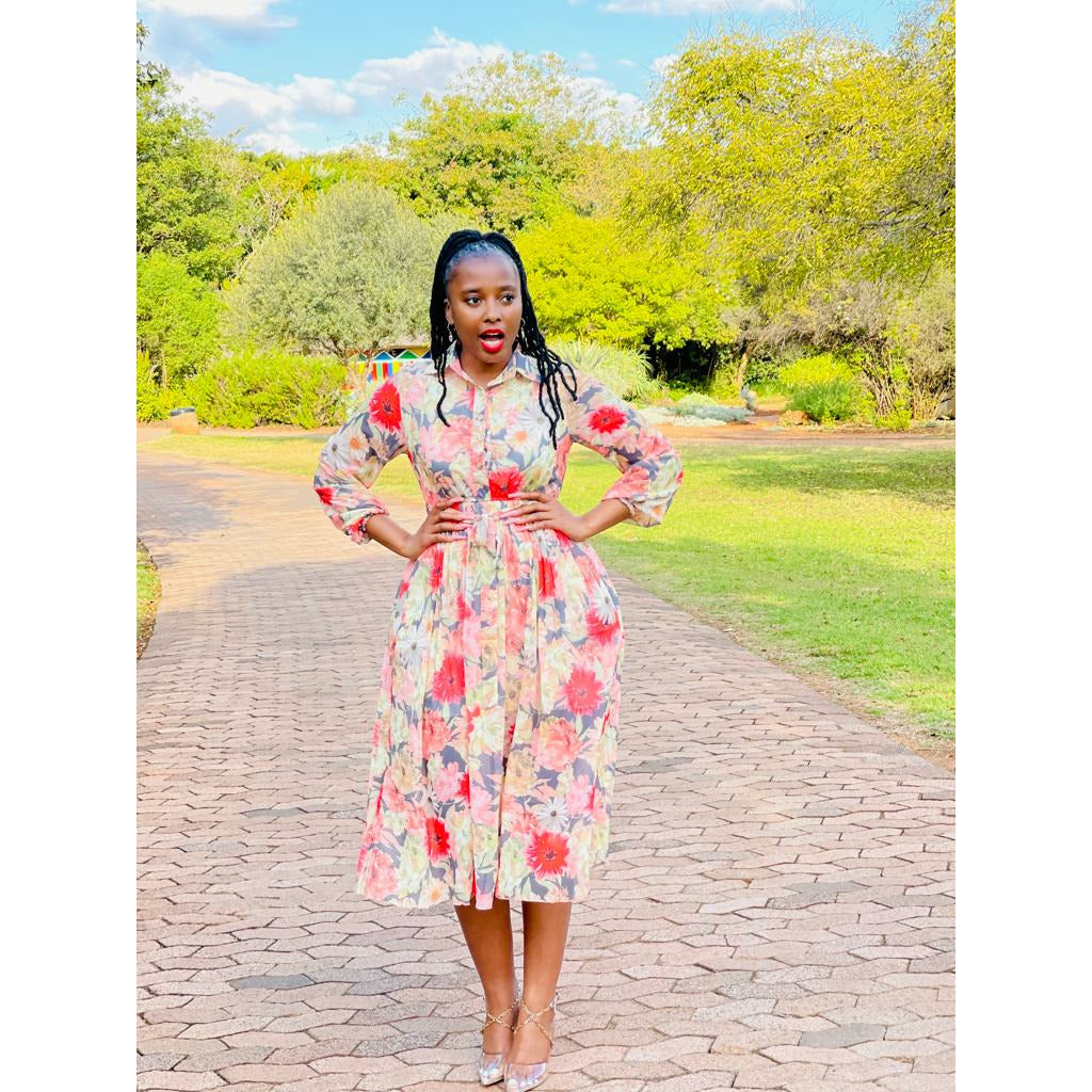 Floral Chiffon Maxi Dress