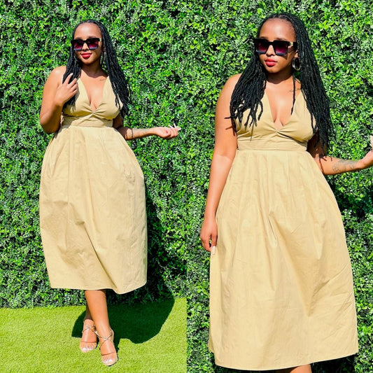 Sexy V Neck Sleeveless Big Bow Open Back Dress