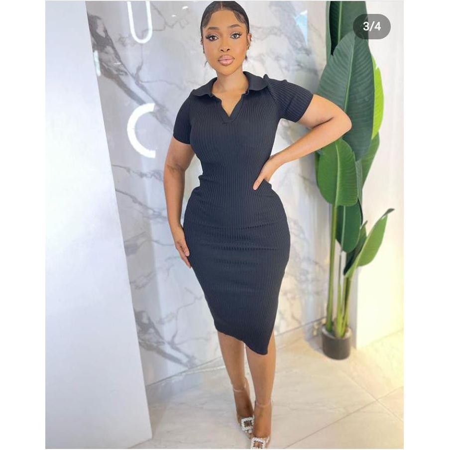 V-Neck Golfer Midi Dress