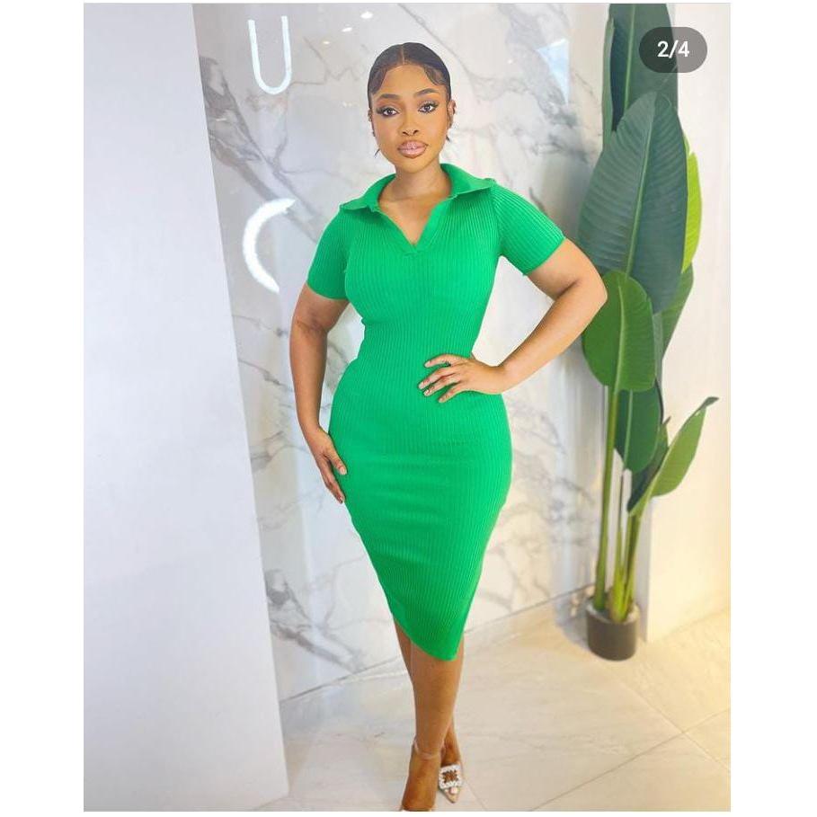 V-Neck Golfer Midi Dress