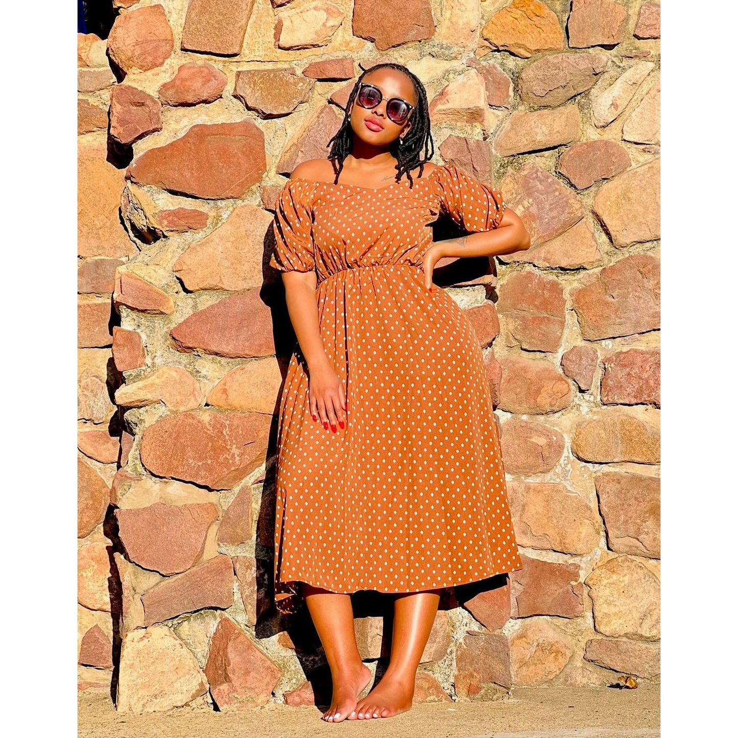 Short Sleeve Polka Dot Dress