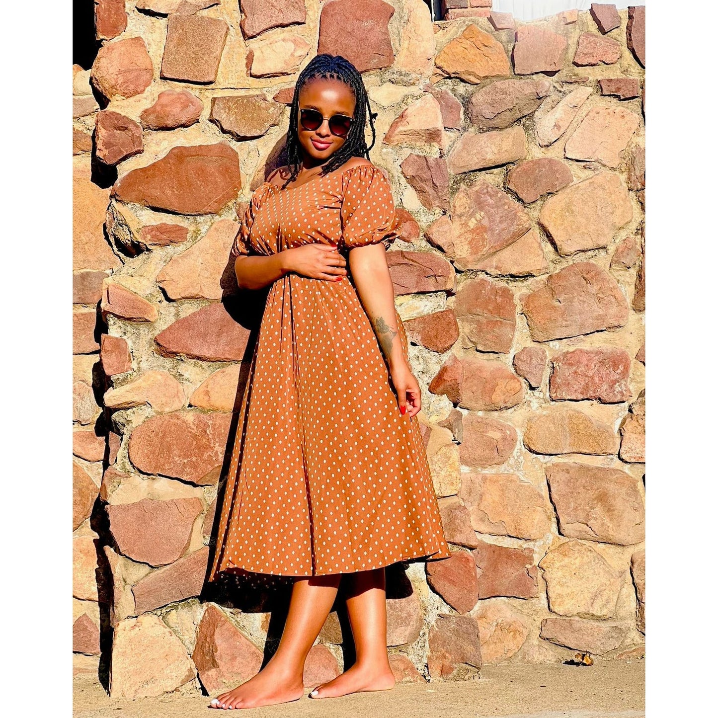 Short Sleeve Polka Dot Dress