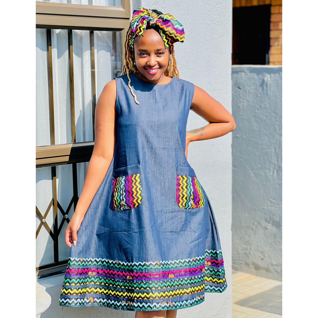 Sleeveless High Waisted Traditional Dress