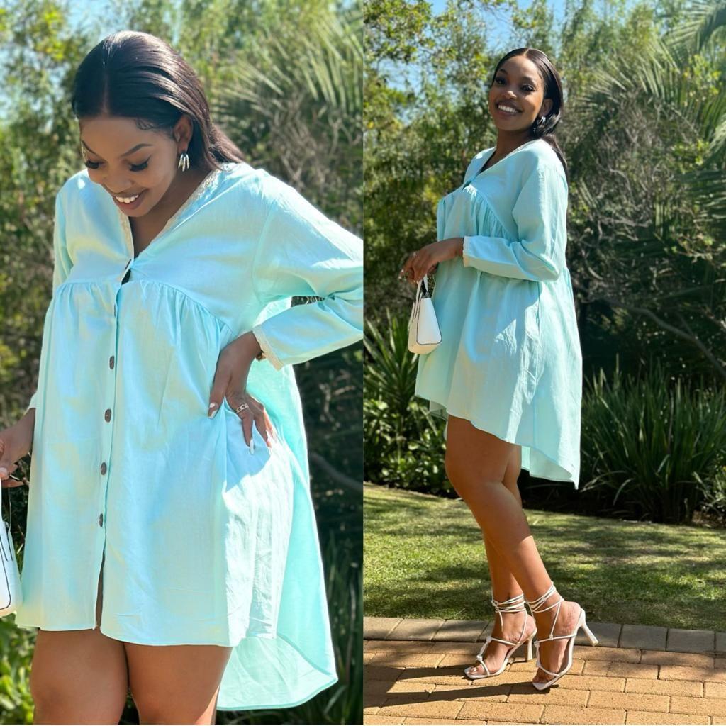 V-Neck Midi Bubble Dress