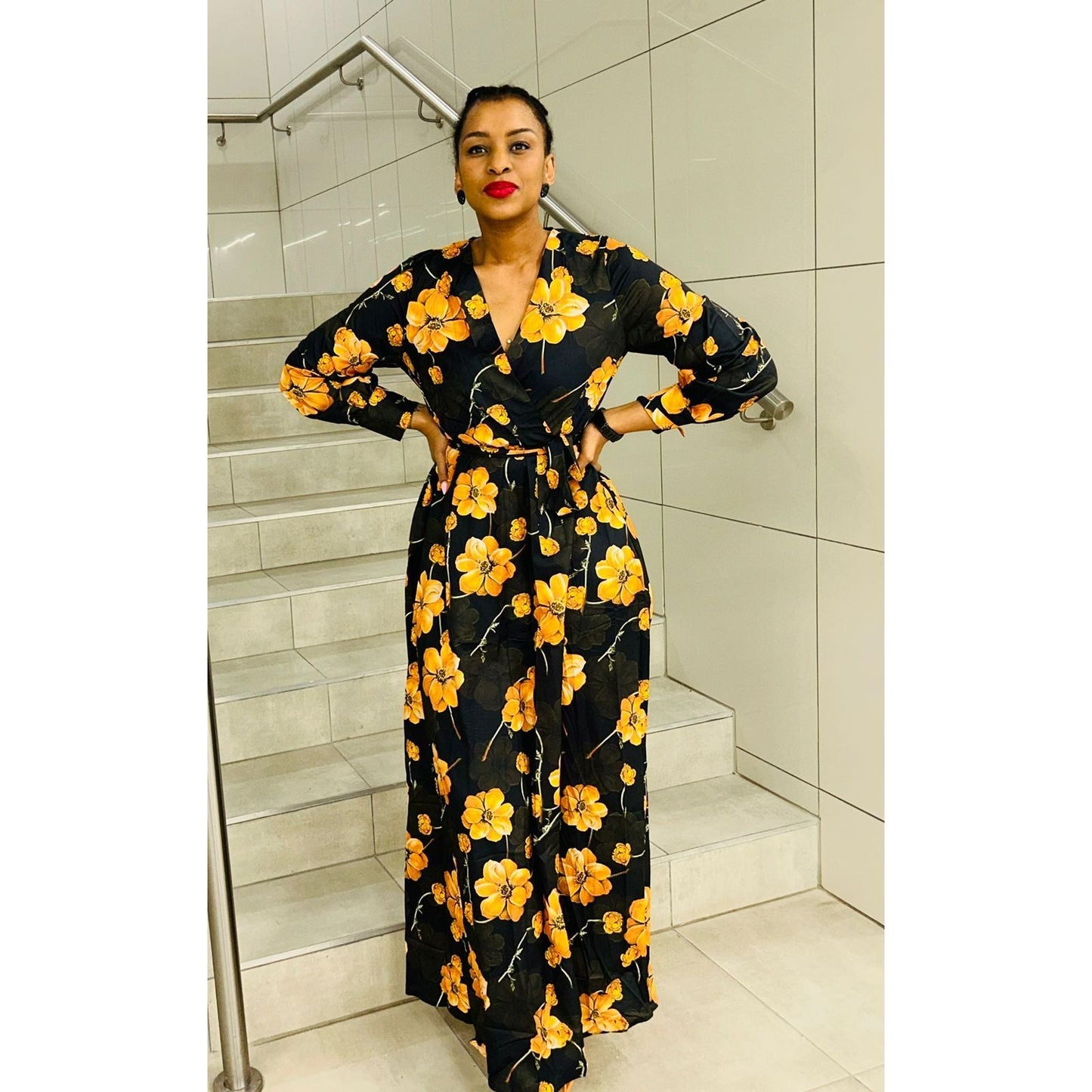 Floral V-Neck Flower Printed Dress