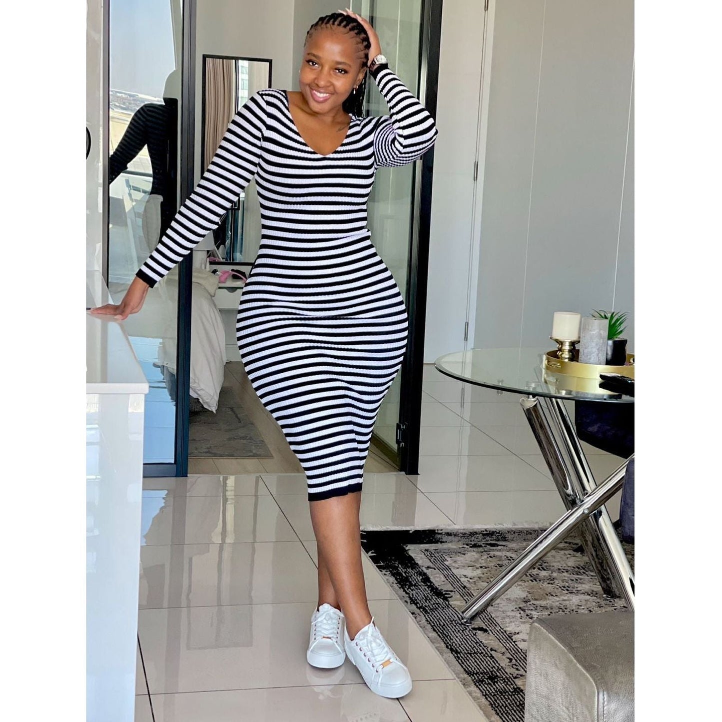 Round Neck Long Sleeve Dress