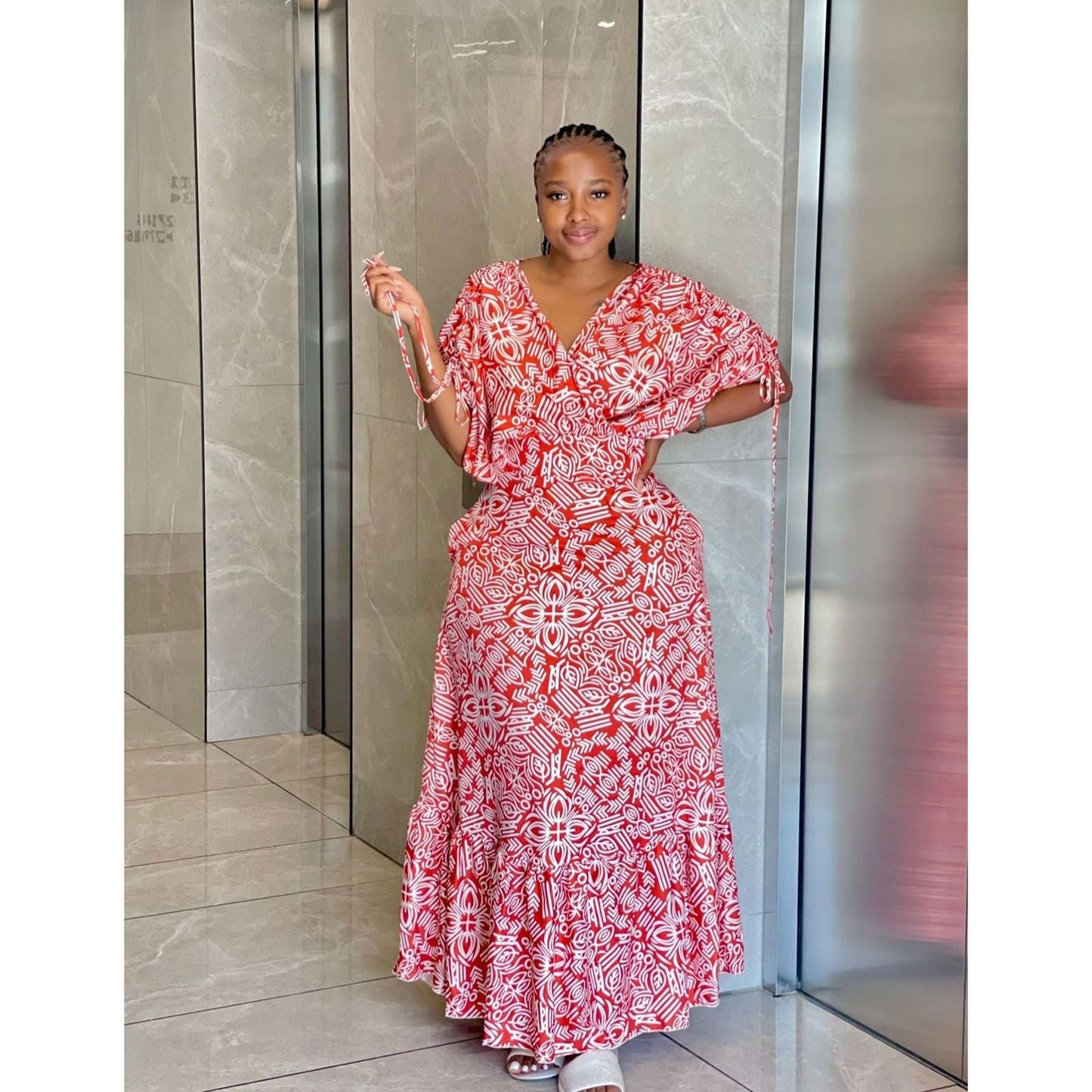 Long Sleeve V-Neck Maxi Dress