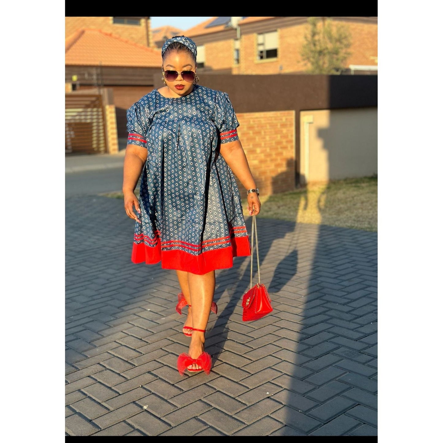 Short Sleeve Bubble Ankara Dress