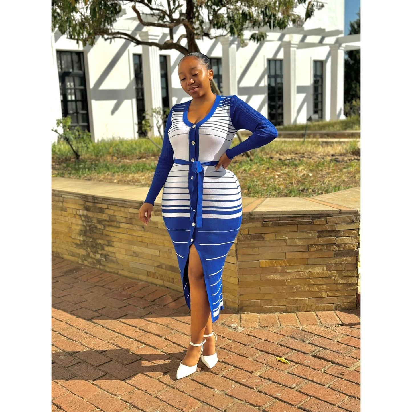 Sexy Buttoned Knitted Dress