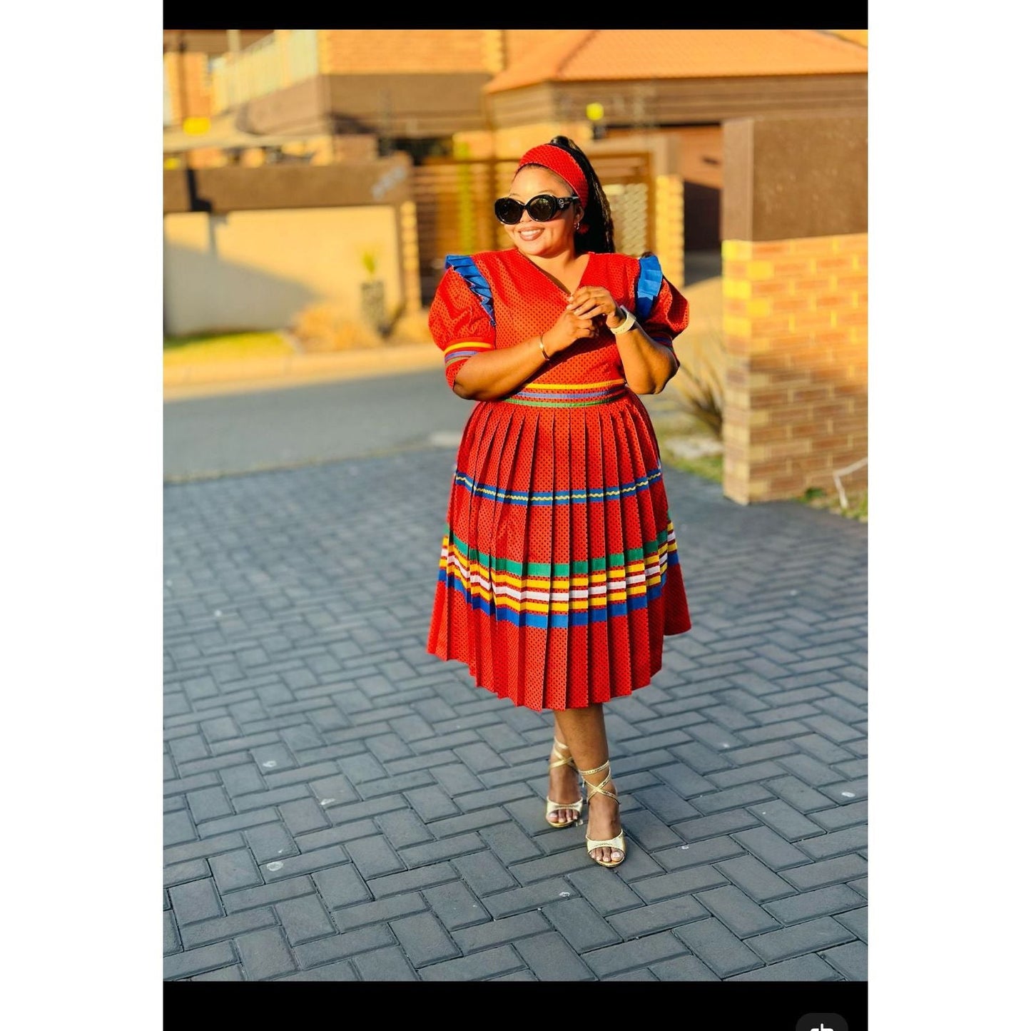 Short Sleeve V-Neck Ankara Dress