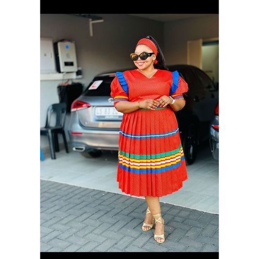 Short Sleeve V-Neck Ankara Dress