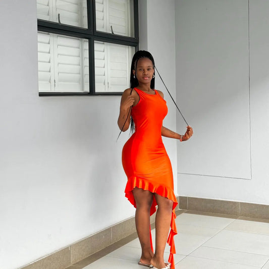 Sexy Sleeveless Ruffled Dress