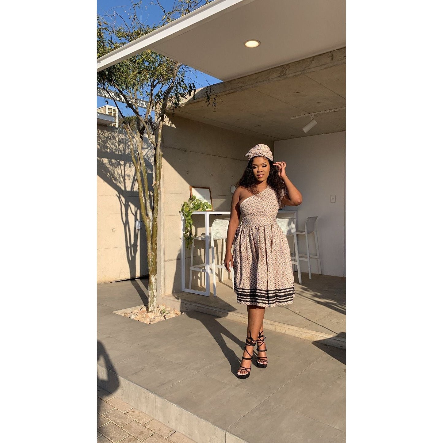 One Hand cold Shoulder Mini Ankara Dress