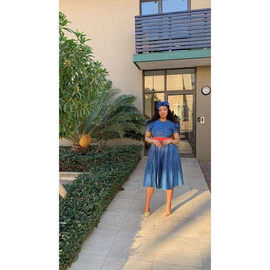 Short Sleeve Round Neck Ankara Dress