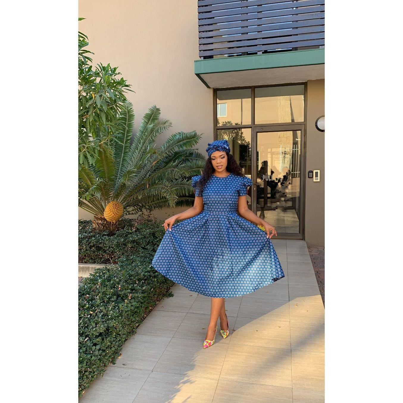 Short Sleeve Round Neck Ankara Dress