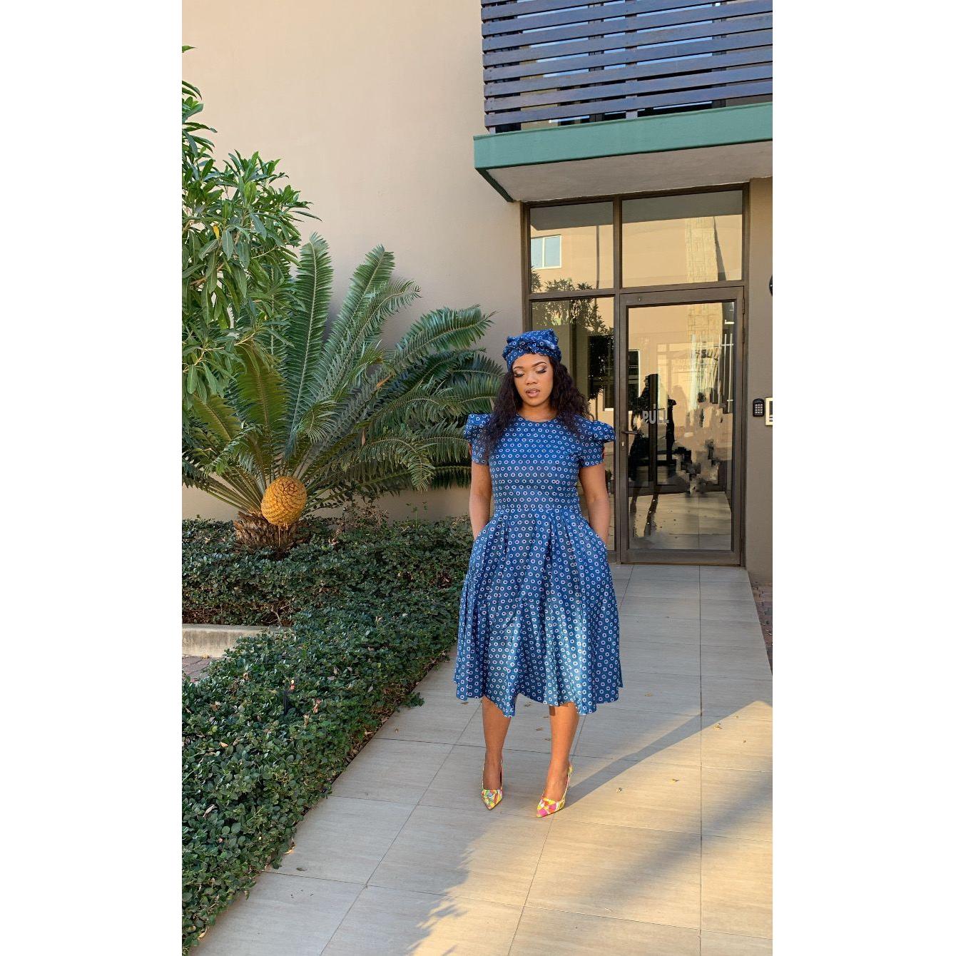 Short Sleeve Round Neck Ankara Dress