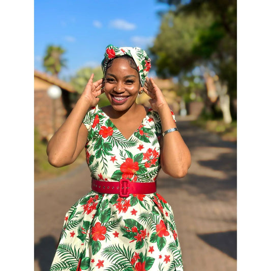 Elegant African Rockabilly Ankara Dress.