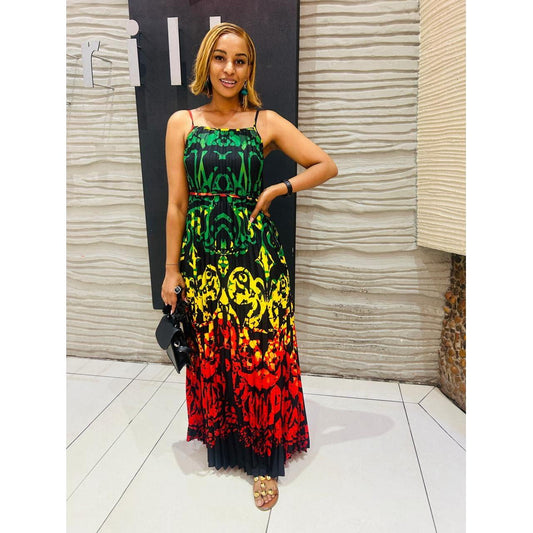 Rasta Sleeveless Maxi Summer Dress